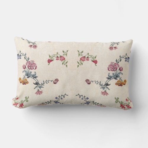 Embroidery Flowers Floral Garden Throw Pillow