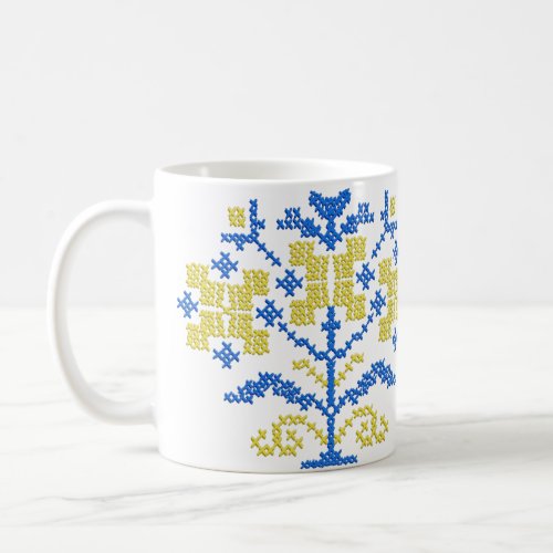 embroidery folk cross in Ukrainian colors Coffee Mug