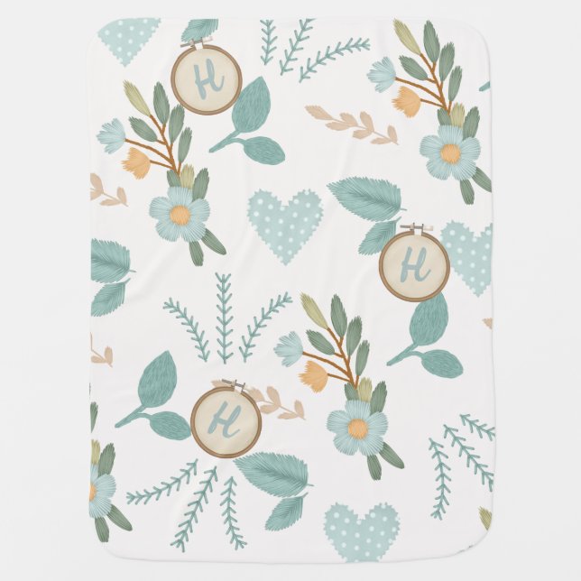 Embroidery Hoop Monogram Baby Blanket (Front)