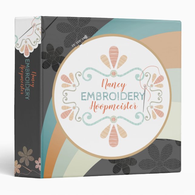 Embroidery hoop rainbow sewing crafts pattern 3 ring binder (Front/Spine)