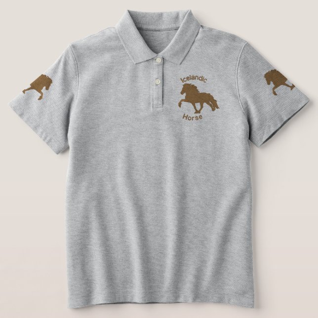 Embroidery Icelandic ~ Tan Embroidered Hoodie Embroidered Polo Shirt (Design Front)