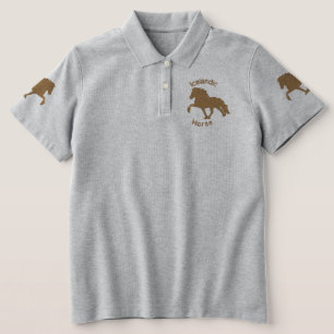 Embroidery Icelandic ~ Tan Embroidered Hoodie Polo Shirt