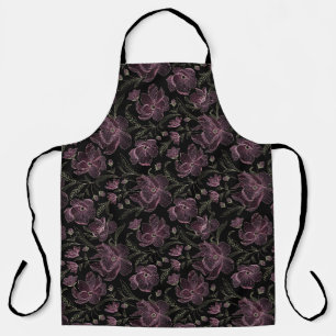 Embroidery line work pattern roses flowers apron