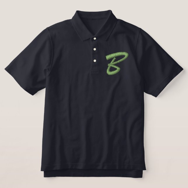 Embroidery Monogram Letter B Initial Embroidered Polo Shirt (Design Front)