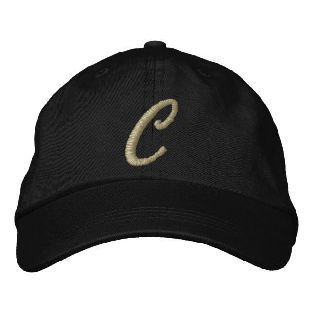 Embroidery Monogram Letter C Initial Embroidered Baseball Cap (Front)