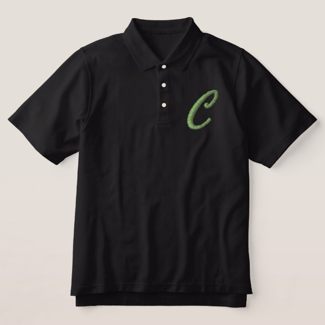Embroidery Monogram Letter C Initial Embroidered Polo Shirt (Design Front)