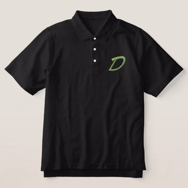 Embroidery Monogram Letter D Initial Embroidered Polo Shirt (Design Front)