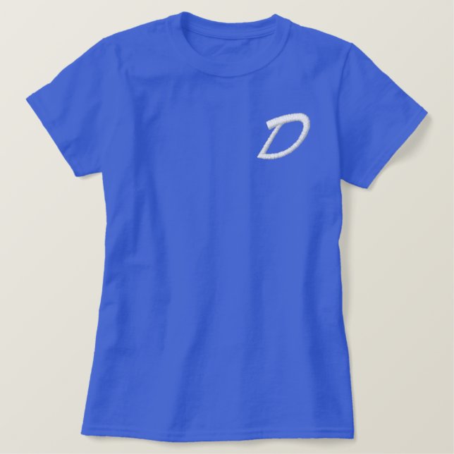 Embroidery Monogram Letter D Initial Embroidered Shirt (Design Front)