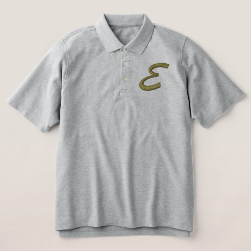 Embroidery Monogram Letter E Initial Embroidered Polo Shirt