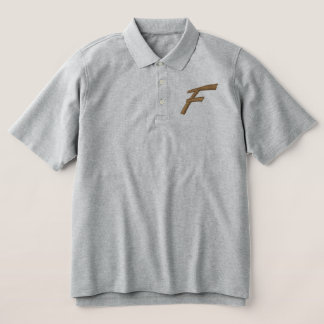 Embroidery Monogram Letter F Initial Embroidered Polo Shirt