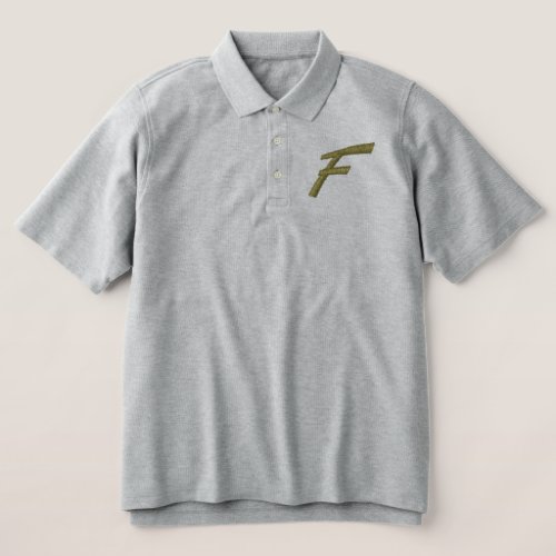 Embroidery Monogram Letter F Initial Embroidered Polo Shirt