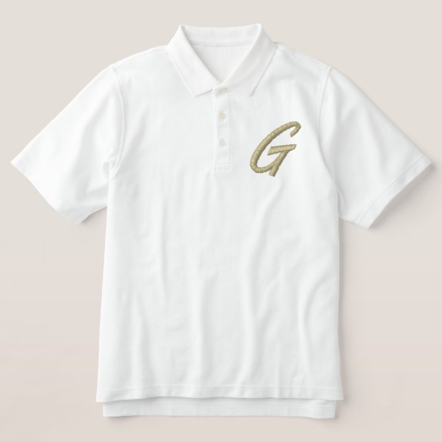 Embroidery Monogram Letter G Initial Embroidered Polo Shirt (Design Front)