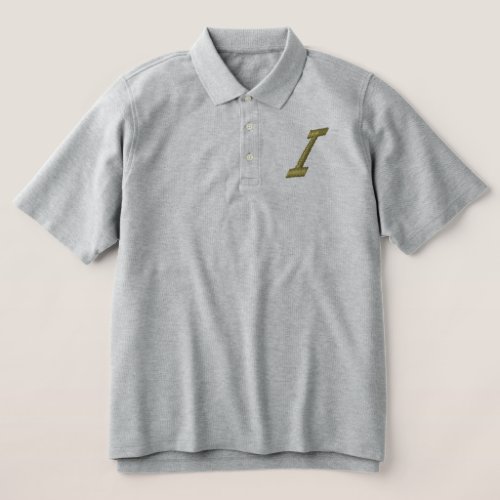Embroidery Monogram Letter I Initial Embroidered Polo Shirt