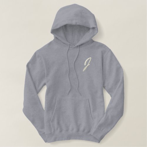 Embroidery Monogram Letter J Initial Embroidered Hoodie
