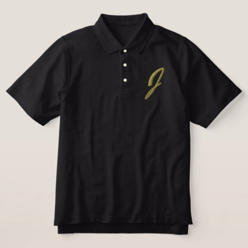 Embroidery Monogram Letter J Initial Embroidered Polo Shirt