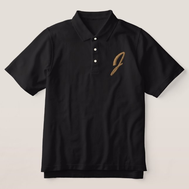 Embroidery Monogram Letter J Initial Embroidered Polo Shirt (Design Front)
