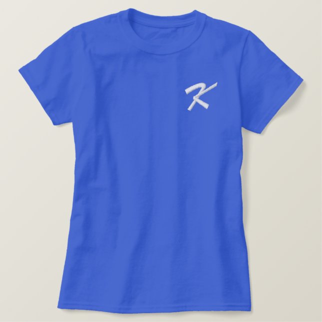 Embroidery Monogram Letter K Initial Embroidered Shirt (Design Front)