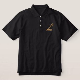 Embroidery Monogram Letter L Initial Embroidered Polo Shirt