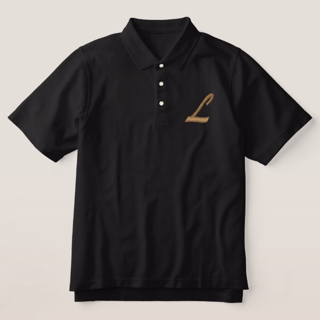 Embroidery Monogram Letter L Initial Embroidered Polo Shirt (Design Front)