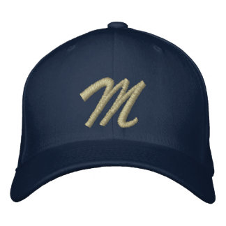 Embroidery Monogram Letter M Initial Embroidered Baseball Cap