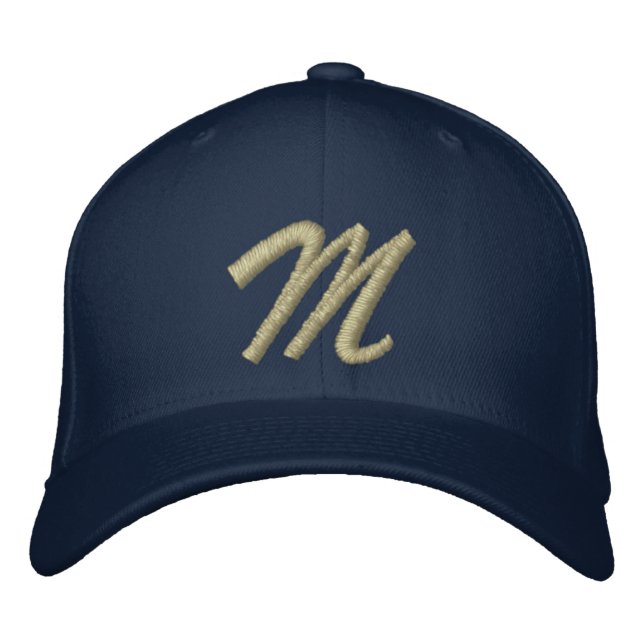 Embroidery Monogram Letter M Initial Embroidered Baseball Cap (Front)