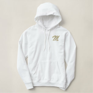Embroidery Monogram Letter M Initial Embroidered Hoodie