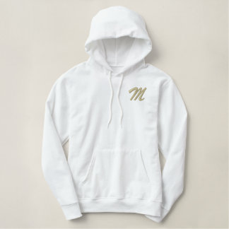 Embroidery Monogram Letter M Initial Embroidered Hoodie