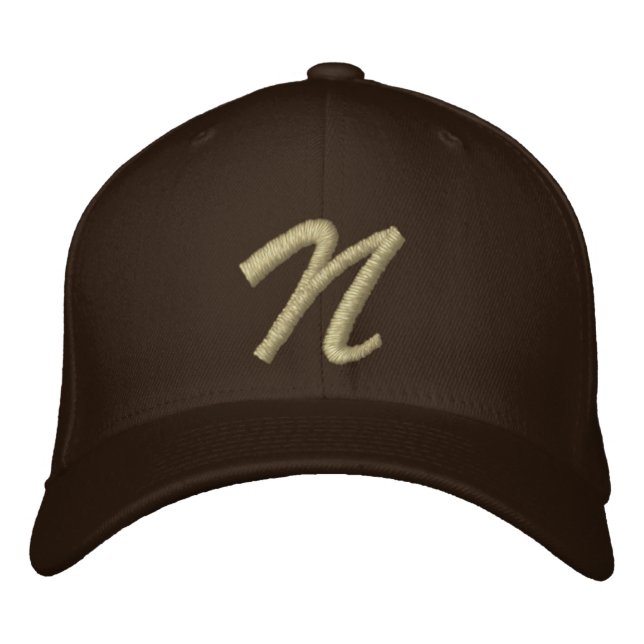 Embroidery Monogram Letter N Initial Embroidered Baseball Cap (Front)