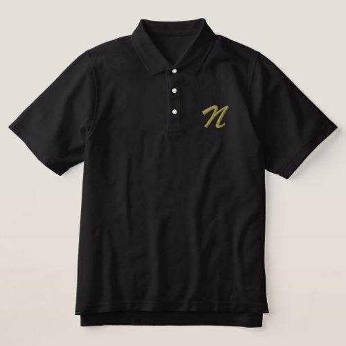 Embroidery Monogram Letter N Initial Embroidered Polo Shirt