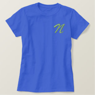 Embroidery Monogram Letter N Initial Embroidered Shirt