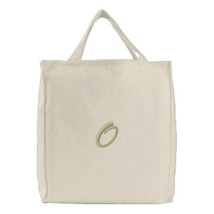 Embroidery Monogram Letter O Initial Embroidered Tote Bag