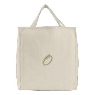 Embroidery Monogram Letter O Initial Embroidered Tote Bag