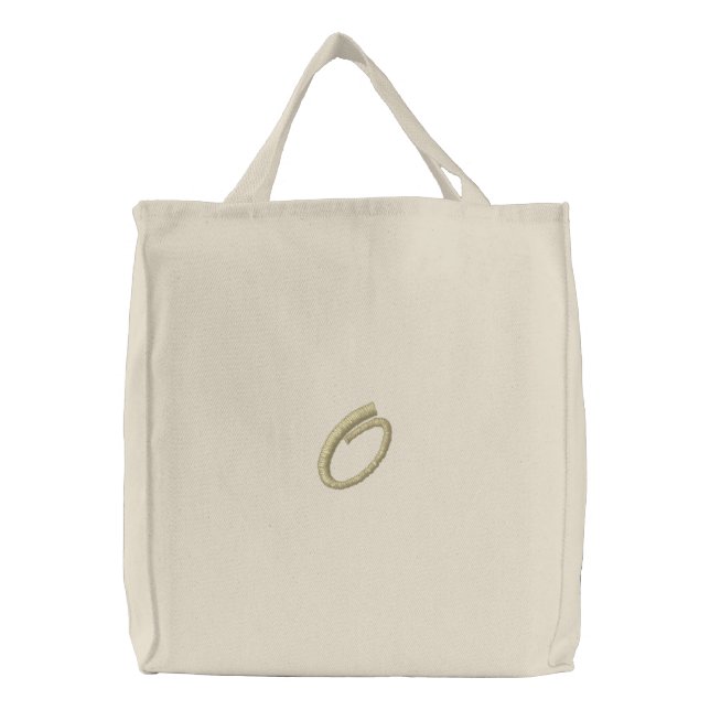 Embroidery Monogram Letter O Initial Embroidered Tote Bag (Front)