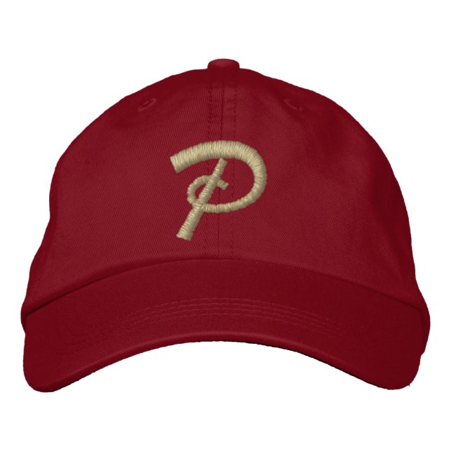 Embroidery Monogram Letter P Initial Embroidered Baseball Cap (Front)