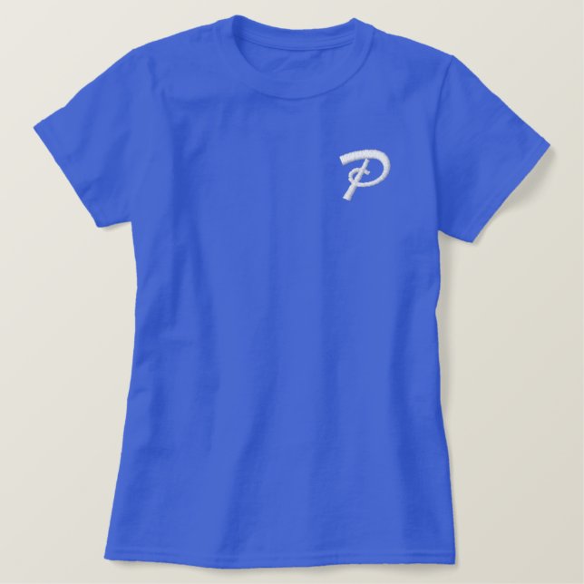 Embroidery Monogram Letter P Initial Embroidered Shirt (Design Front)