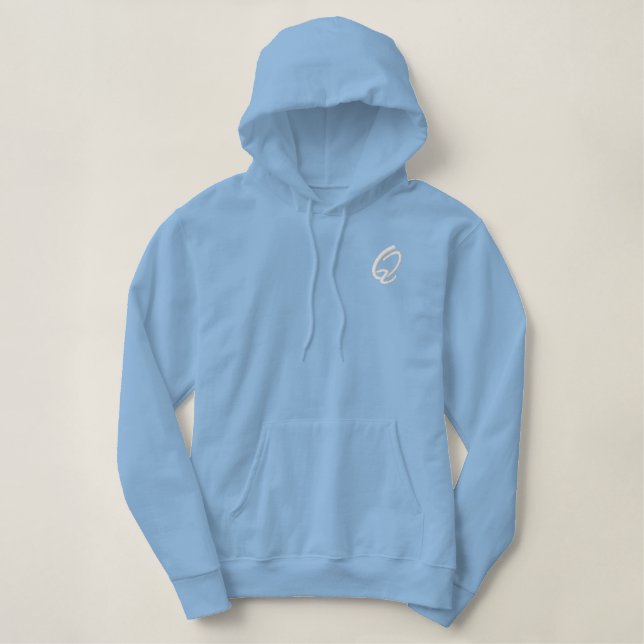 Embroidery Monogram Letter Q Initial Embroidered Hoodie (Design Front)