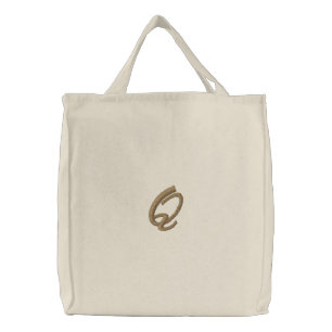 Embroidery Monogram Letter Q Initial Embroidered Tote Bag