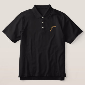 Embroidery Monogram Letter T Initial Embroidered Polo Shirt