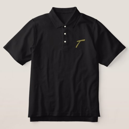 Embroidery Monogram Letter T Initial Embroidered Polo Shirt