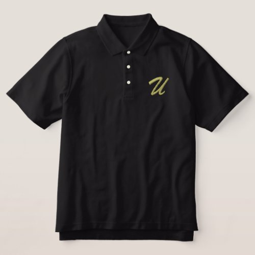 Embroidery Monogram Letter U Initial Embroidered Polo Shirt
