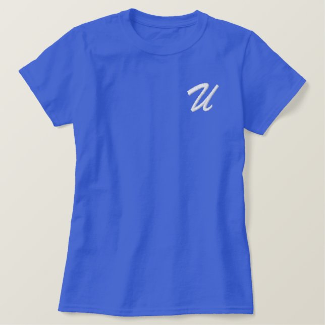Embroidery Monogram Letter U Initial Embroidered Shirt (Design Front)