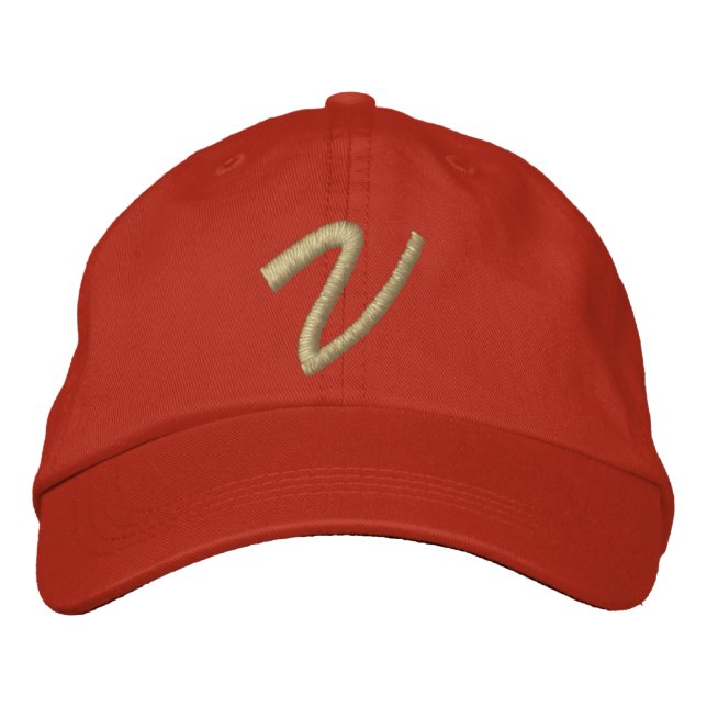 Embroidery Monogram Letter V Initial Embroidered Baseball Hat (Front)