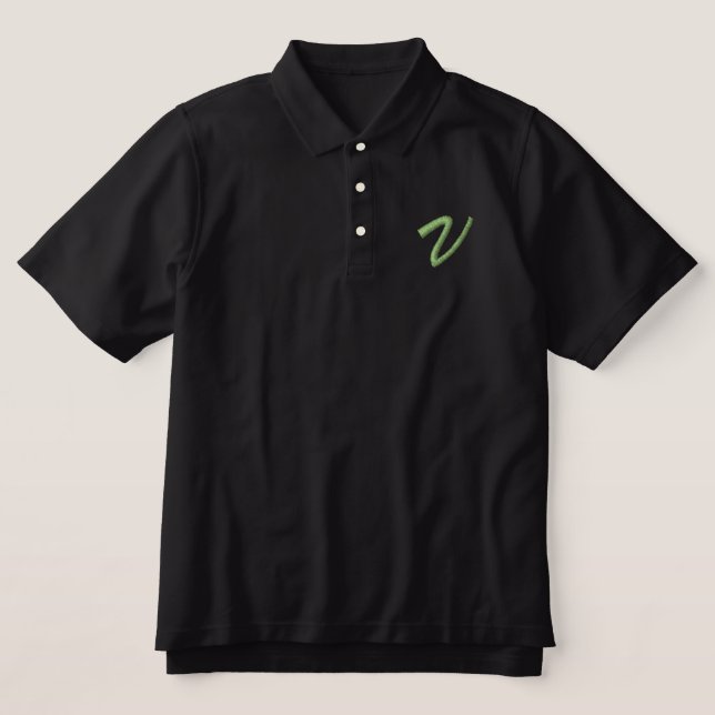 Embroidery Monogram Letter V Initial Embroidered Polo Shirt (Design Front)