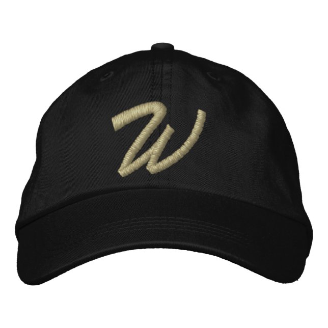 Embroidery Monogram Letter W Initial Embroidered Baseball Hat (Front)