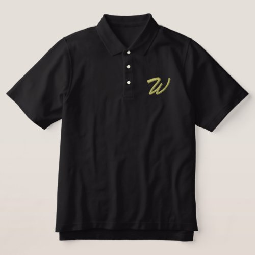 Embroidery Monogram Letter W Initial Embroidered Polo Shirt