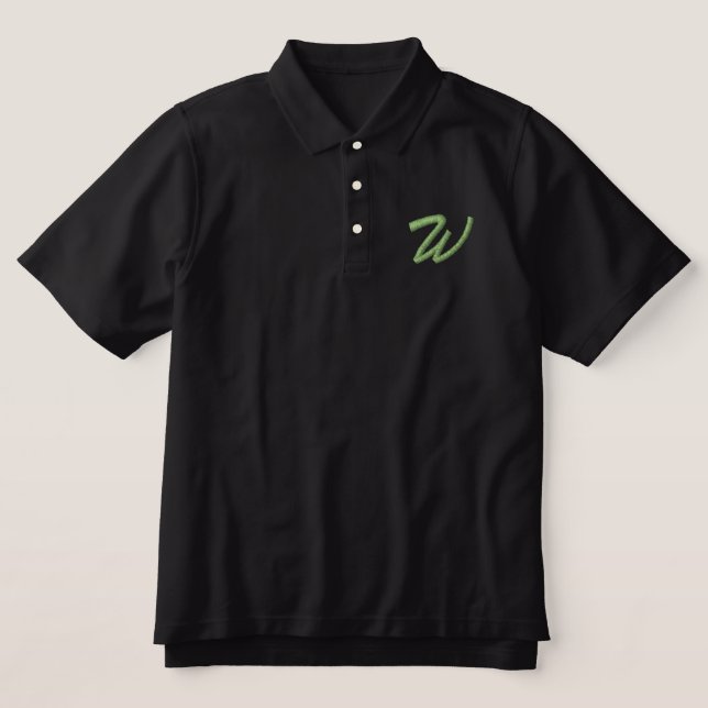 Embroidery Monogram Letter W Initial Embroidered Polo Shirt (Design Front)