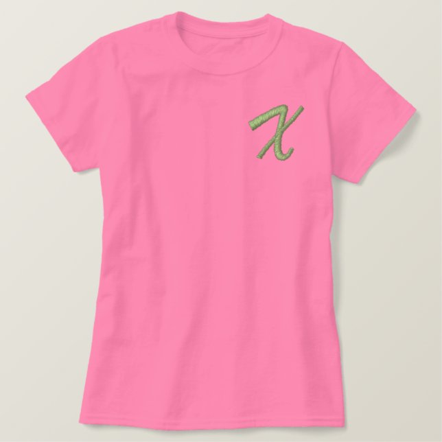 Embroidery Monogram Letter X Initial Embroidered Shirt (Design Front)