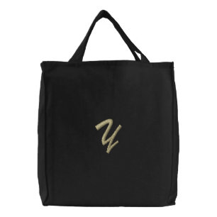 Embroidery Monogram Letter Y Initial Embroidered Tote Bag