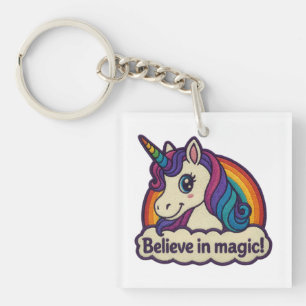 Embroidery Mythic Unicorn Magical Horned Animal Keychain