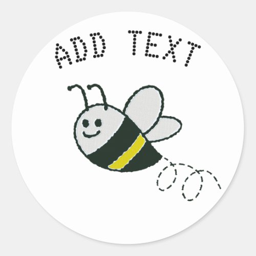 Embroidery Print Cute Bee Baby Shower Classic Round Sticker